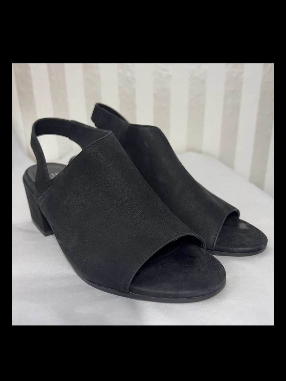 Eileen Fisher Women's Black Open-Toe Leigh Slingback Heeled Sandals